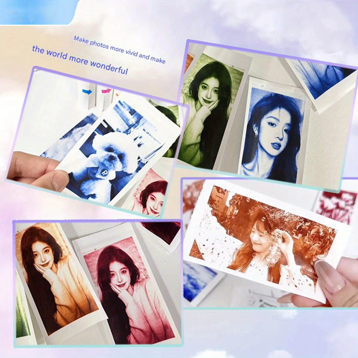 컬러 감열식 프린터 용지 롤, 65gsm 매끄러운 표면, 즉석 카메라 인화지, 잉크 필요 없음, 재활용 가능, 사진에 이상적