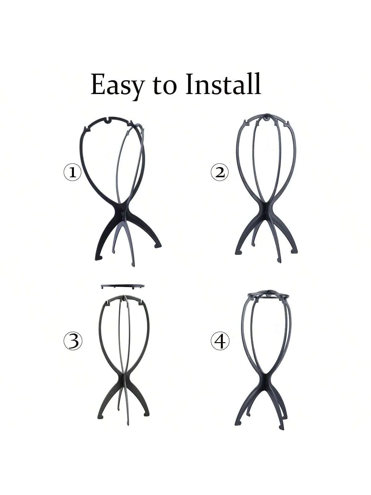Wig Stand Plastic Hat Display Wig Head Holder Mannequin Portable Folding Flexible