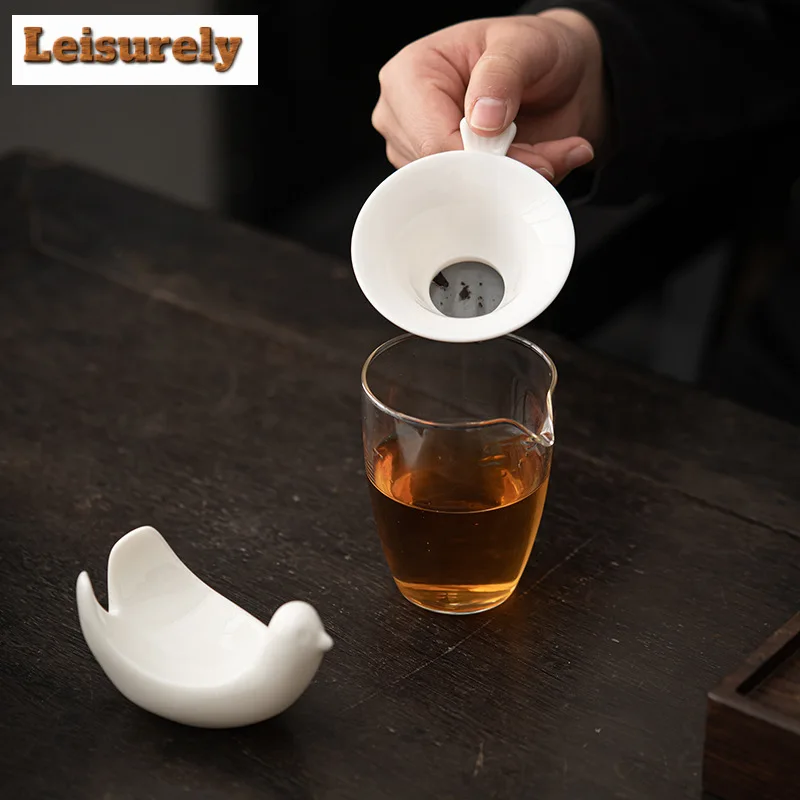 Dehua Sheep Fat Jade White Porcelain Tea Infusor Zen Penguin Tea Strainer Tea Maker Tea Filter Tea Services Supplies Decoration