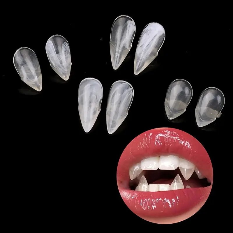 1 Pair Adult Kids Halloween Vampire False Teeth New Horrific Party Costume Transparent Dentures