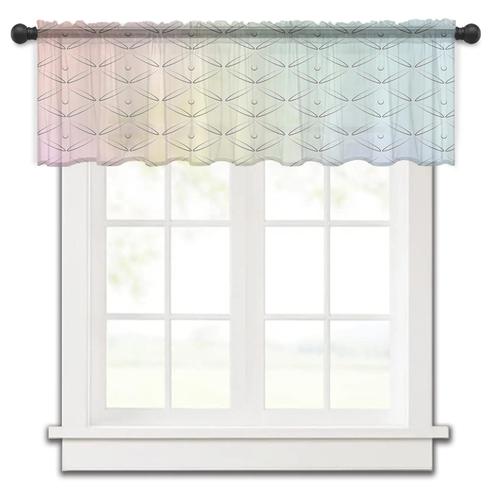 

Geometric Simple Minimalist Small Window Curtain Tulle Sheer Short Curtain Bedroom Living Room Home Decor Voile Drapes