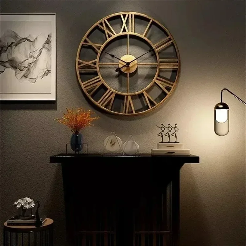 

Iron Wall Clock Home Vintage Luxury Living Room Iron Wall Clocks Scandinavian Decorative Clock Hot Roman Mute Silent Clocks