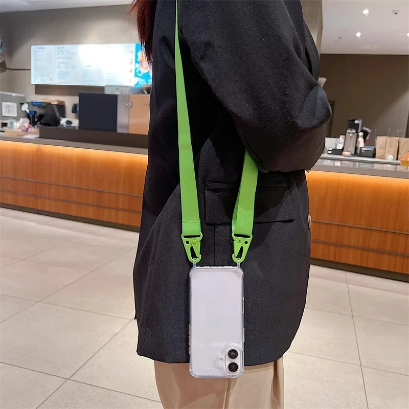 Sleek Transparent Crossbody Lanyard Phone Case - Shockproof Cover