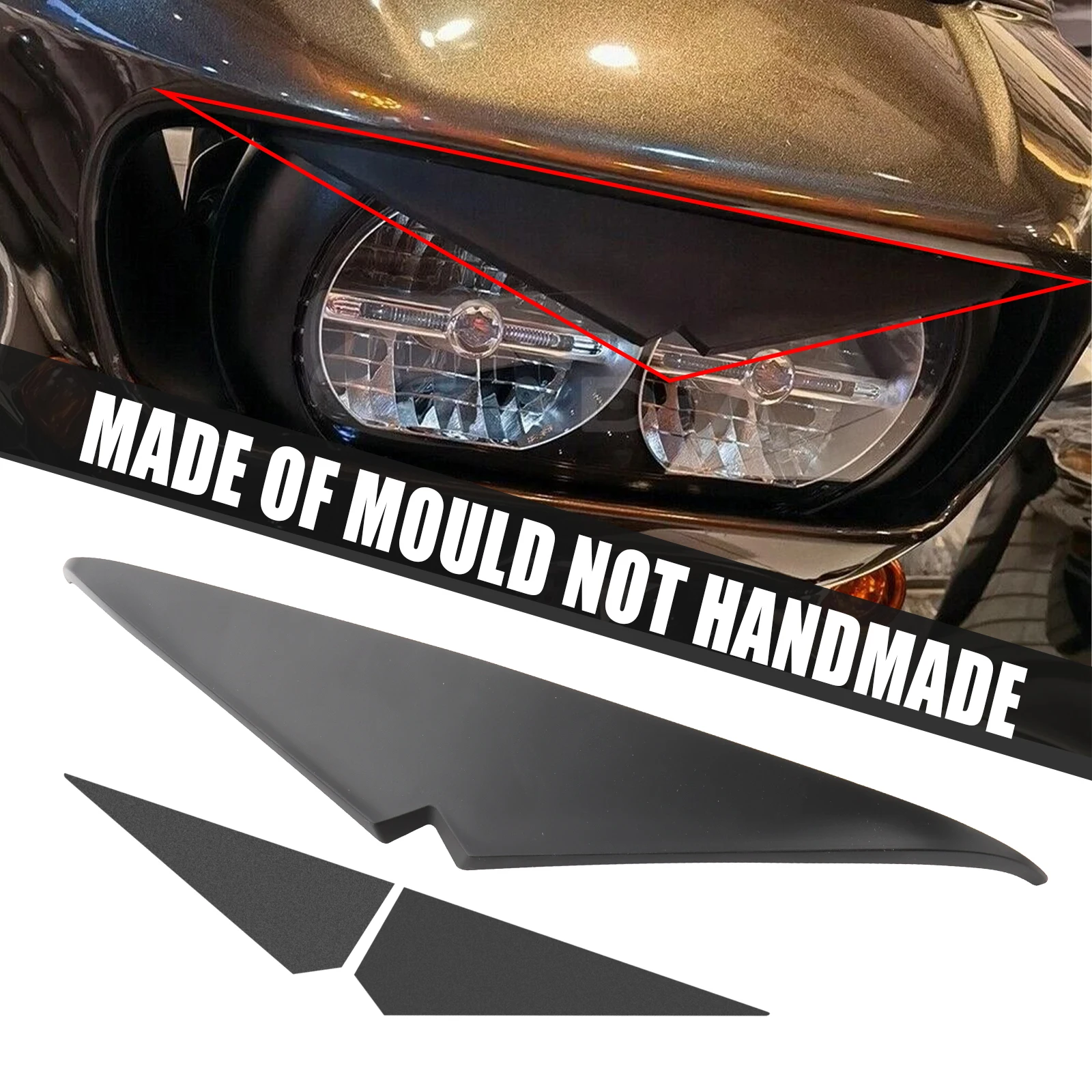 Black Headlight Trim Headlamp Eyebrow Eyelid Upper Tip Cover Visor Accent For Harley Road Glide