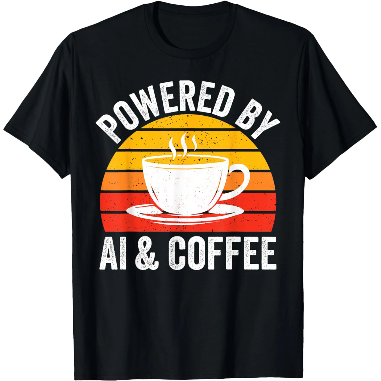 Ai Künstliche Intelligenz, angetrieben durch KI und Kaffee, T-Shirts für Männer, Humor, Streetwear, T-Shirt, kurzärmelig, Unisex, lockere Kleidung