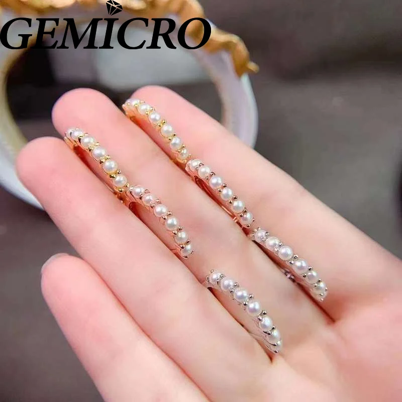 

Gemicro 925 Sterling Silver Natural Freshwater Pearl Hoop Earrings for Women Wedding Anniversary Fine Jewelry Mothers' Day