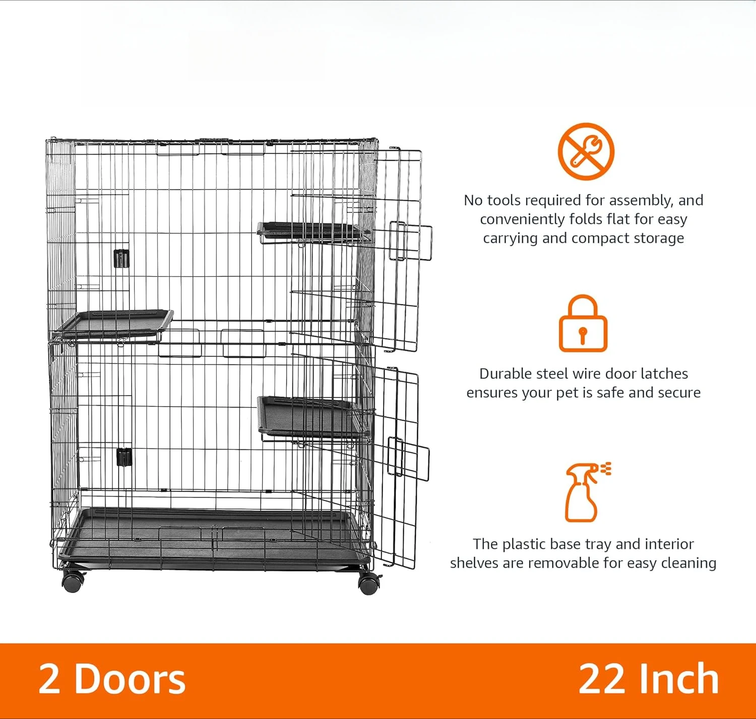 Large 3-Tier Cat Durable,Pliable Cage Playpen Box Crate Kennel
