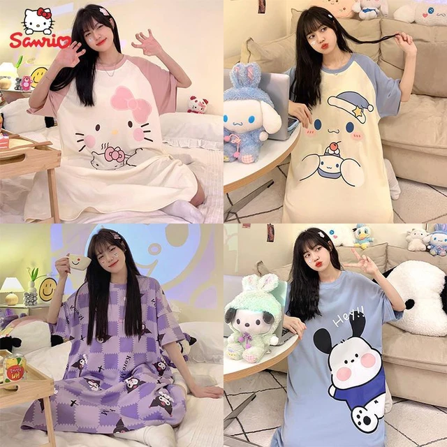 INS Summer Kuromi Women Pajamas Kawaii Sanrio Cute Cartoon Girl