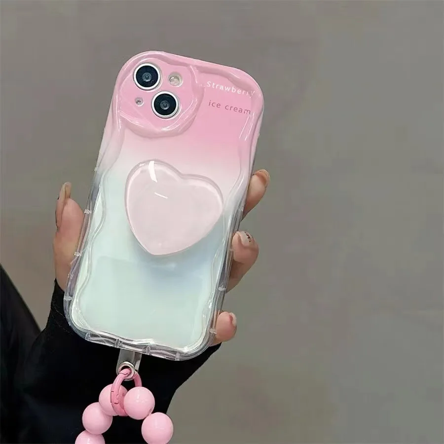Love Heart Gradient Chain Phone Case Cover