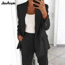 Terno feminino jaqueta calças de duas peças primavera outono novo blazer casaco terno feminino profissional wear coreano moda calças conjunto