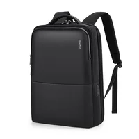 Leather backpack male fashion multi-functional backpack Business leisure student first layer cowhide computer bag Black -15.6 2