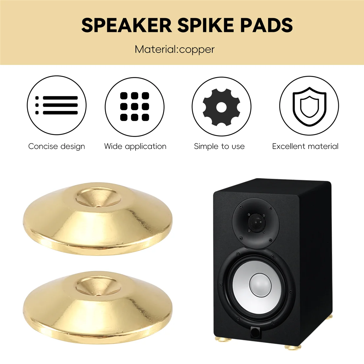 믿을 수 있는 4 Pcs 스피커 순수 구리 스파이크 패드 HiFi 스피커 상자 절연 바닥 스탠드 피트 콘 기본 신발 패드 (골드)