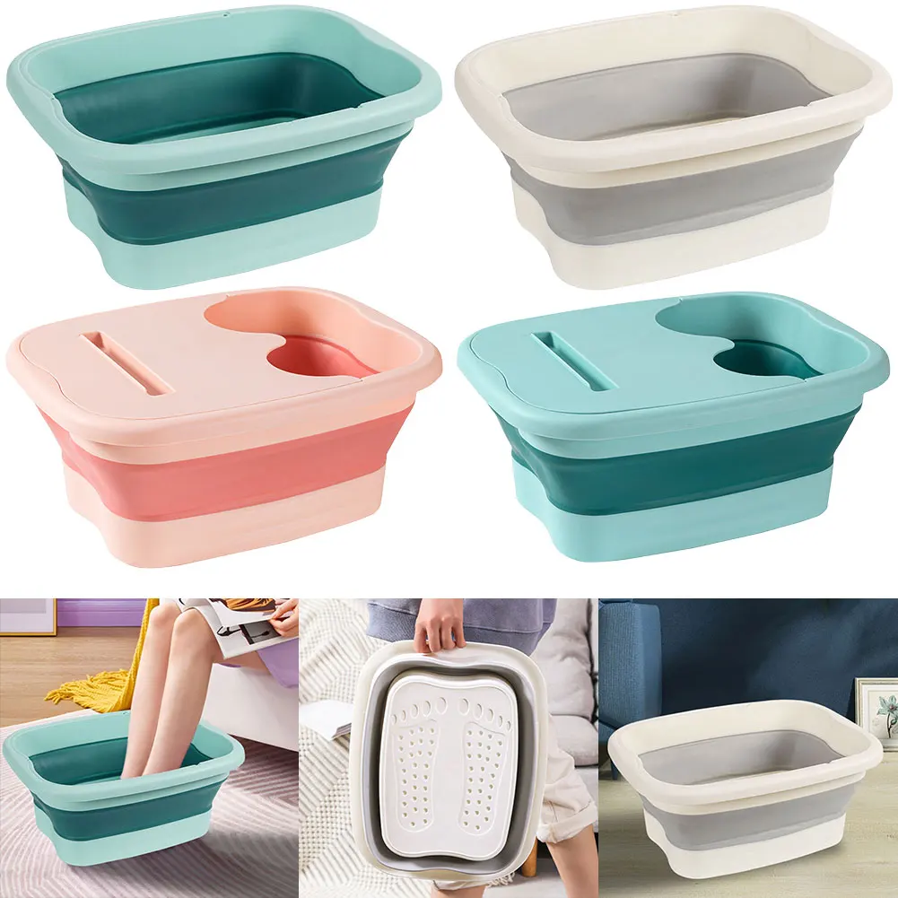 Portable footbath massage bucket easy to store foldable foot bath tray collapsible foot soak bucket for soaking feet foldable foot soaking bucket