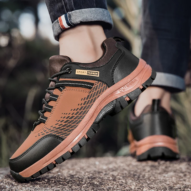 New Men's Casual Sports Shoes Outdoor Wear-resistant Hiking Shoes Comfort Breathable Camping Work Boots Spring Autumn Shoes Men