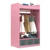 Kids Costume Organizer、 Costume Rack、Kids Armoire、Open Hanging Armoire Closet with Mirror-PINK 6