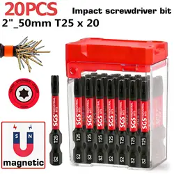 High - Quality S2 Steel Torx Screwdriver Bits - Set of 10/20, Rust - Resistant & Durable, with Portable Storage (20Pcs T25)
