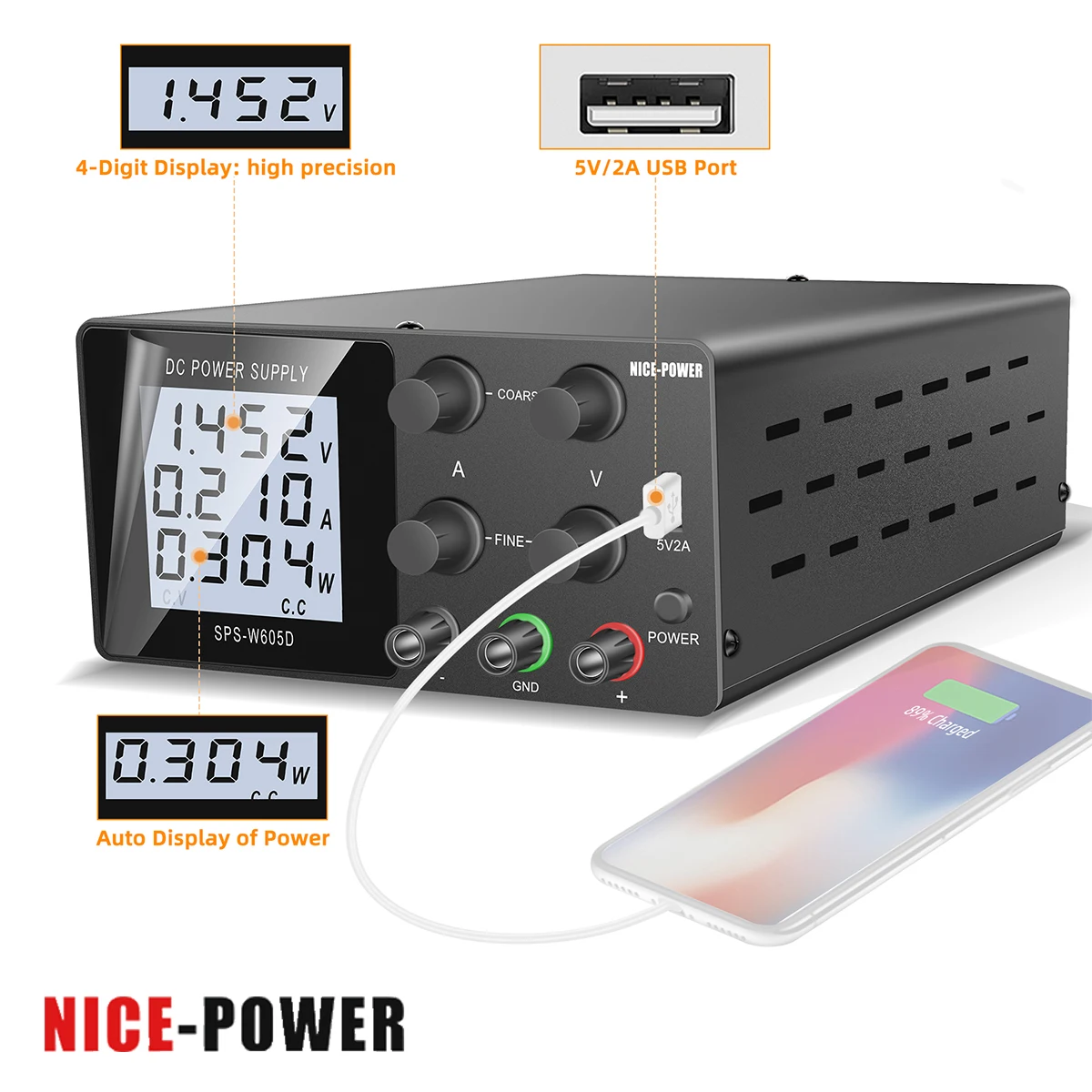 

Adjustable Power Supply LCD Display Professional Lab Bench Regulator Switching 30V 10A 60V 5A 120V 3A DC Power Supply Nicepower