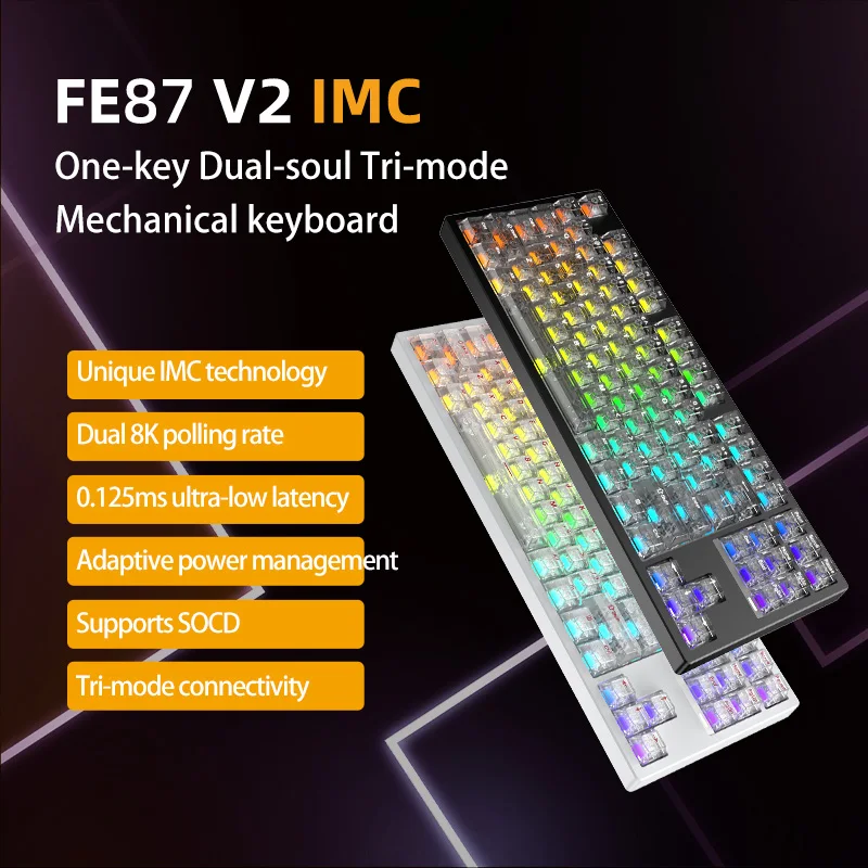 Teclado Mecânico Sem Fio IROK FE87 V2 Dual 8K