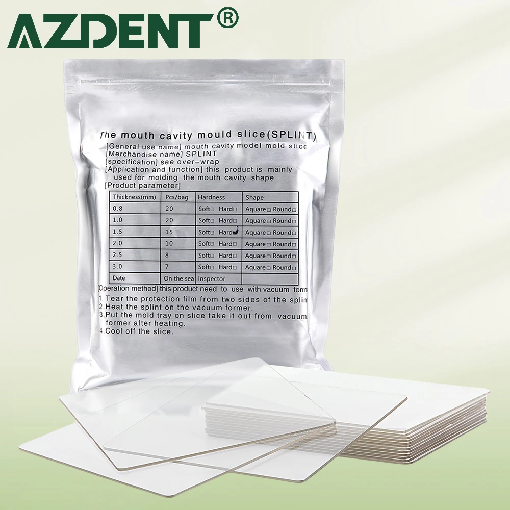 AZDENT Dental Orthodontic Splint Retainer Vacuum Forming Sheet Soft/Hard Plastic 1.0/1.5/2.0mm Dentistry Thermoforming Material 1200w dental laminating machine vacuum former machine orthodontic retainer dental forming machine oral material making tool