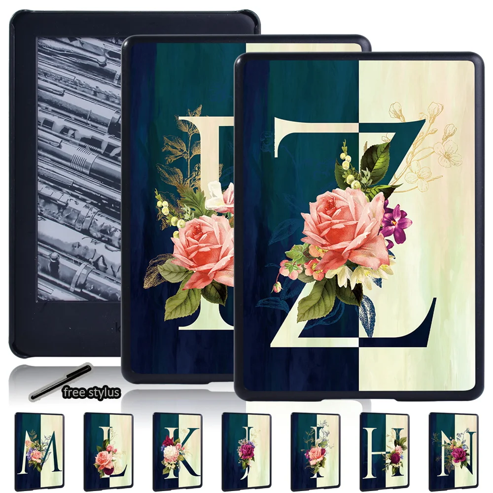 

Anti-fall Tablet Case for Kindle EReader Paperwhite 1 2 3 4/Kindle (10th Gen/8th Gen) - Half 26 Letter Pattern Hard Shell Back