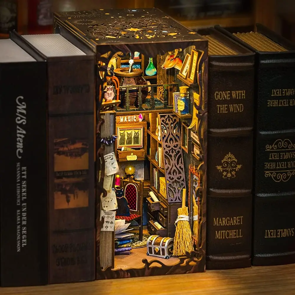 CUTEBEE Book Nook Kit DIY Doll House with LED Light Bookshelf Insert Eternal Bookstore Model Collection Series For Birthday Gift 3