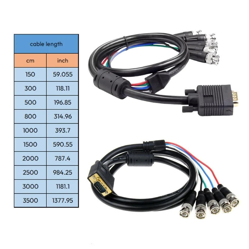 VGA To 5BNC RGBHV Coaxial Cable For HDTV Displays And Projectors High Resolution
