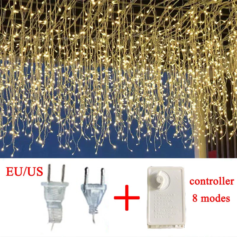 

LED Icicle Curtain String Lights Droop 0.6m 120LEDS Garden Street Eaves Mall Christmas Garland Fairy Lights Decor Outdoor