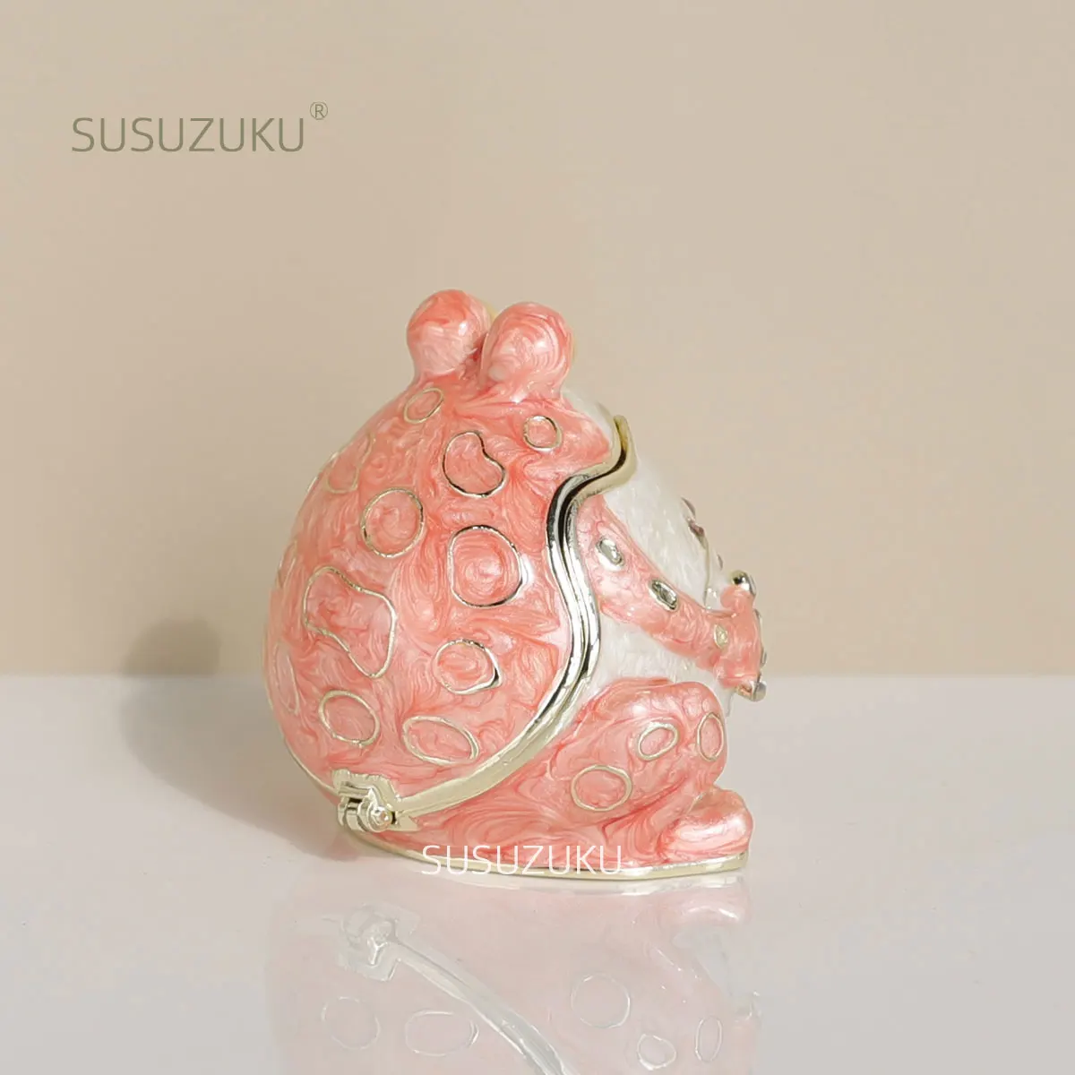 1pc Hand Painted Hinged Frog Trinket Jewelry Box Crystal Jeweled Small Cute Frog Animal Figurines Collectible