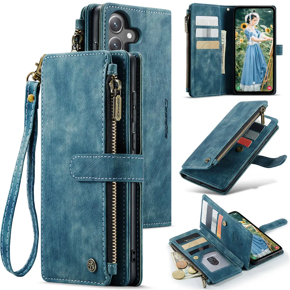 Elegant Vintage Leather Phone Case with Credit Card Slots and Flip Cover