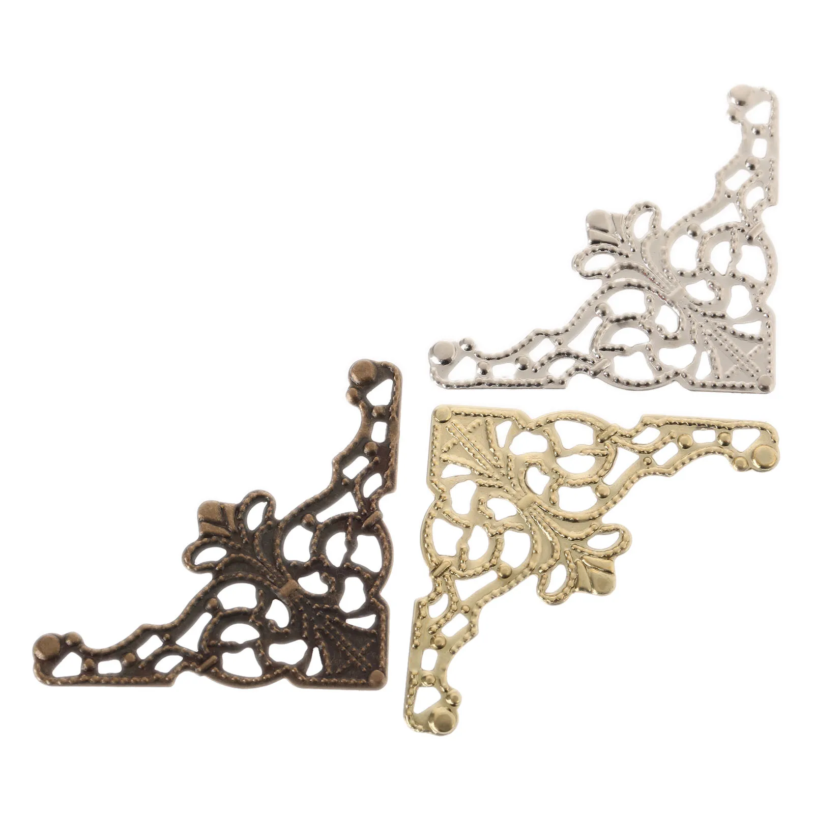 10Pcs Furniture Fittings Antique Corner Bracket Jewelry Gift Box Wood Case Book Scrapbook Album Corner Decorative Protector 36mm