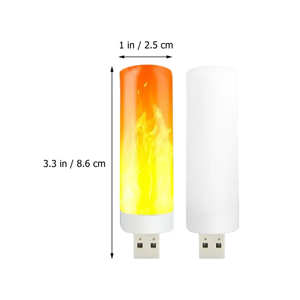 2개입 USB LED 불꽃 효과 플러그인 야간 조명 소형 무드등 침실 침대 옆 장 침실등 플러그인