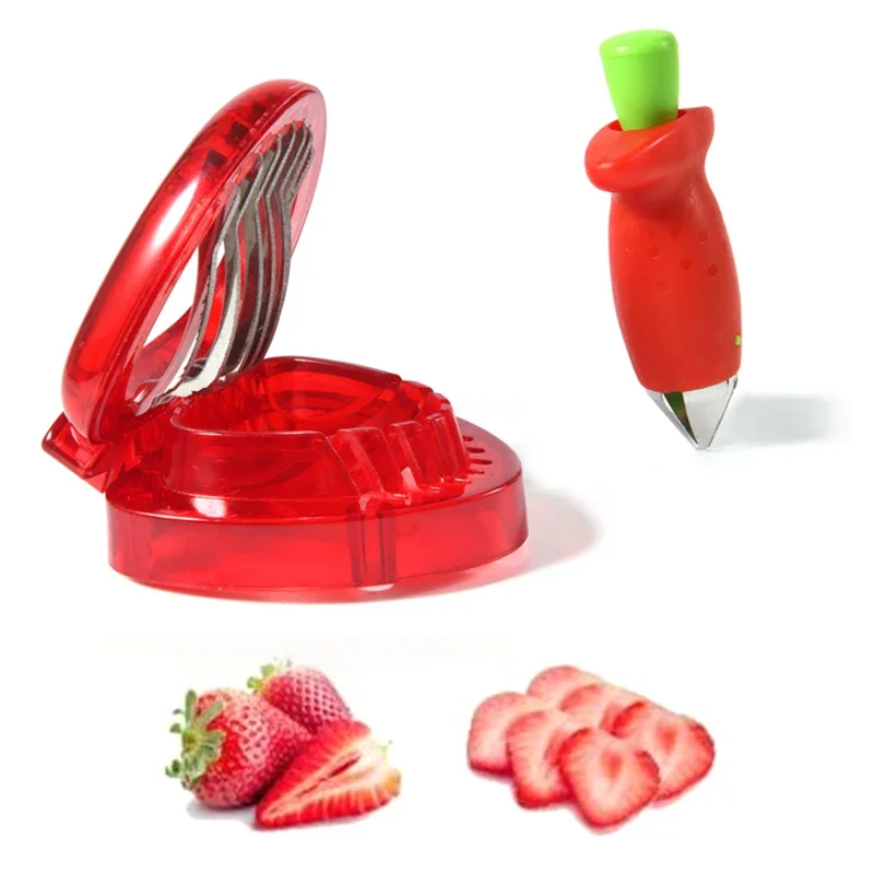 1pc/ 2pcs Kitchen Fruit Gadget Tools Strawberry Slicer Cutter Strawberry Corer Huller Leaf Stem Remover