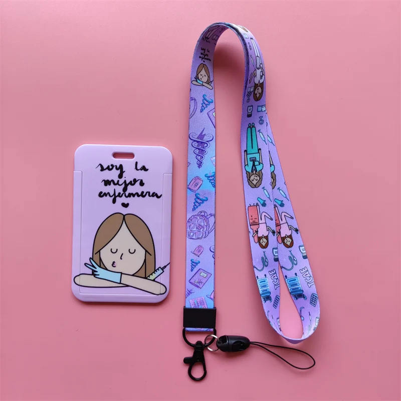 Arzt, Krankenschwester, lila Lanyards, Ausweishalter, Krankenhaus-Ausweishalter, zum Aufhängen, Seil, Lanyard, amüsantes Kartenetui, einziehbarer Clip für Mädchen – Detail 13