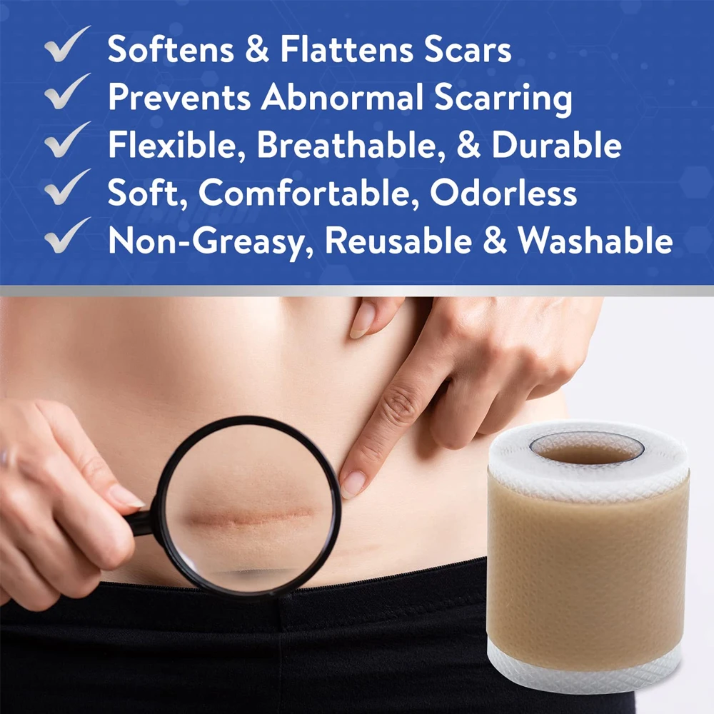 1 Roll Professional Silicone Scar Sheets Scars Treatment  Reusable Silicone Scar Strips Type Keloid C-Section Surgery Burn Acne