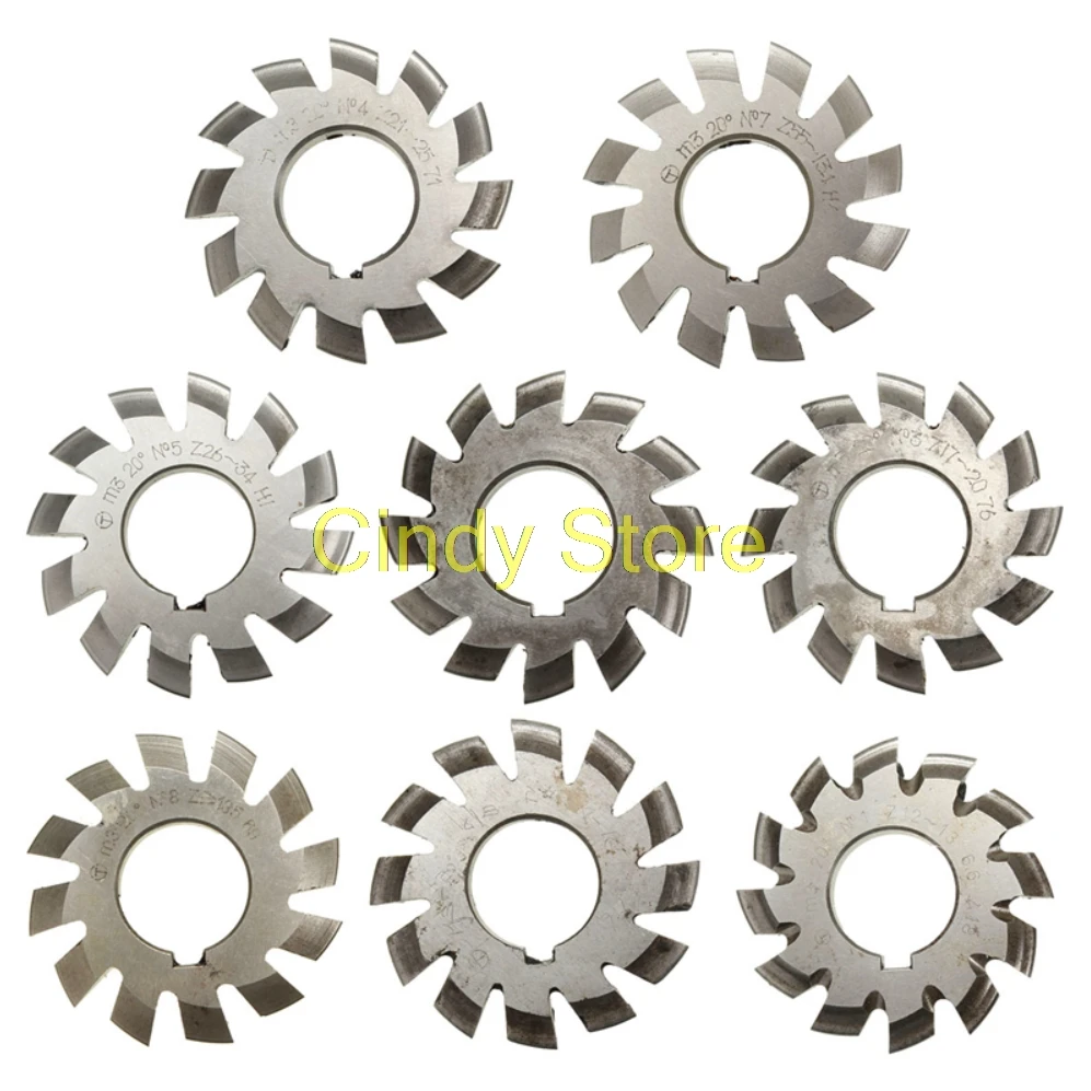 

PA20 Degrees HSS Gear Milling Involute Gear Cutters Module0.3~0.9 PA20 Bore16~135 1#2#3#4#5#6#7#8# Set 8Pcs
