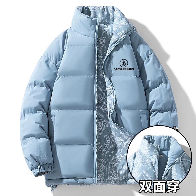 Winter New Volcom Men's and Women's Down Cotton Jacket Double sided Skiing Outdoor Couple Leisure Coat Cotton Jacket 5