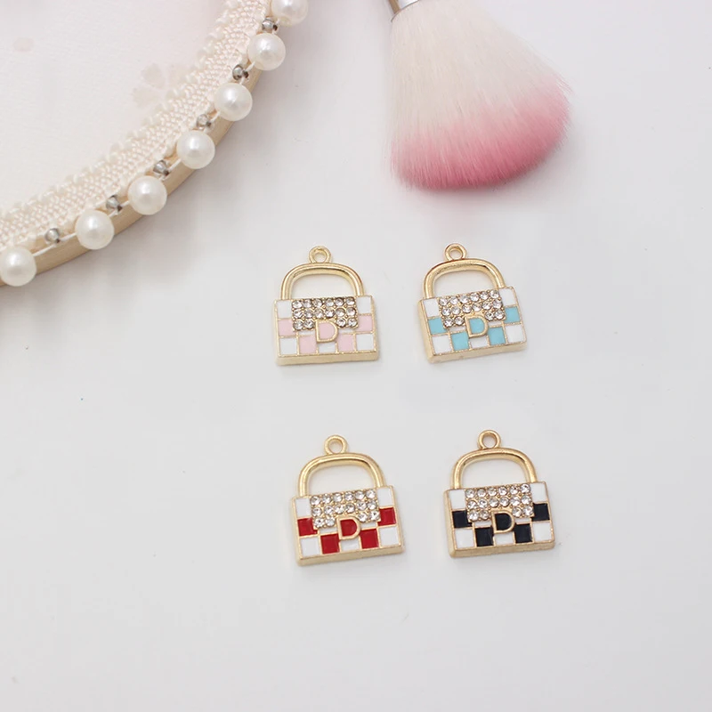 

10 шт. новая милая элегантная сумочка с кристаллами, подвеска для сумки, аксессуары «сделай сам», серьги, ожерелье, браслет, Женская фурнитура для изготовления ювелирных изделий