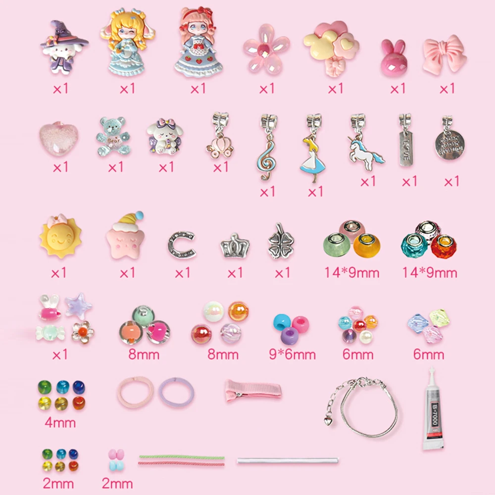 Girls DIY Jewelry Bracelet Making Kit 2100pcs Beads Charms Gift Box for Children's Hair Accessories Storage Box Kids Best Gifts
