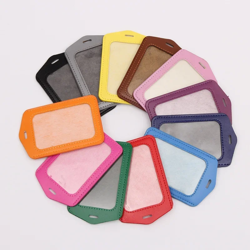 Unisex Colored Business Work Card Bus ID Credit Card Badge Holder PU Leather Pass Cover Men Women\'s Bank Holder School Supplies