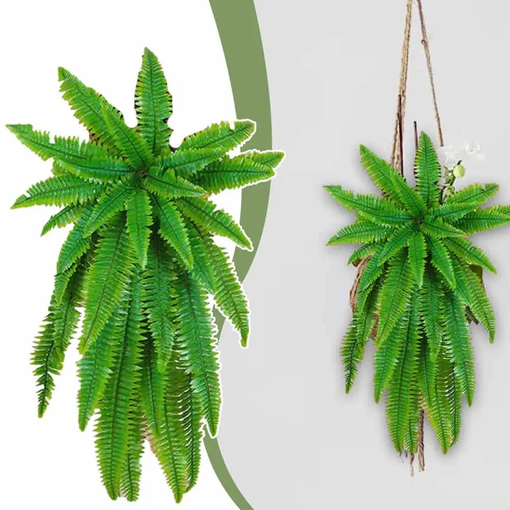 

100cm 1/2PCS Hanging Plants Artificial Greenery Hanging Green Fern Grass Artificial Plant Wall Plants Hedge Plants Silk Lar R7D2