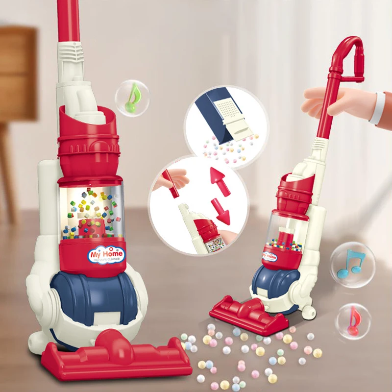 Kids Vacuum Cleaner Plastic Cleaner Toy True Suction Walking Ability Toddler Pretend Cleaning Machine