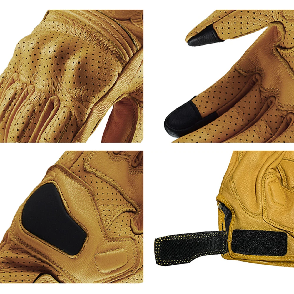 Premium Leather Touchscreen Motorcycle Gloves - Unisex Motocross Riding Gear