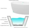 55" Freestanding Bathtub Elegant Oval Shape Soaking Bathtub Glossy White Brushed Nickel Drain Integrated Slotted Overflow 5