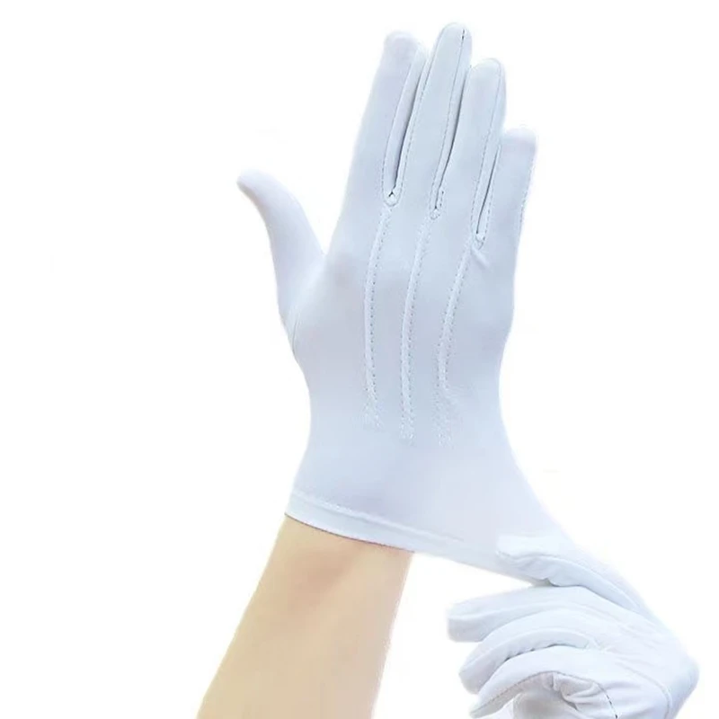 White Cotton Gloves 4PCS Non Slip Parade Cotton Gloves with Grip Men Women  Elastic Cuff Gloves for Costume Uniform Police Guard - AliExpress