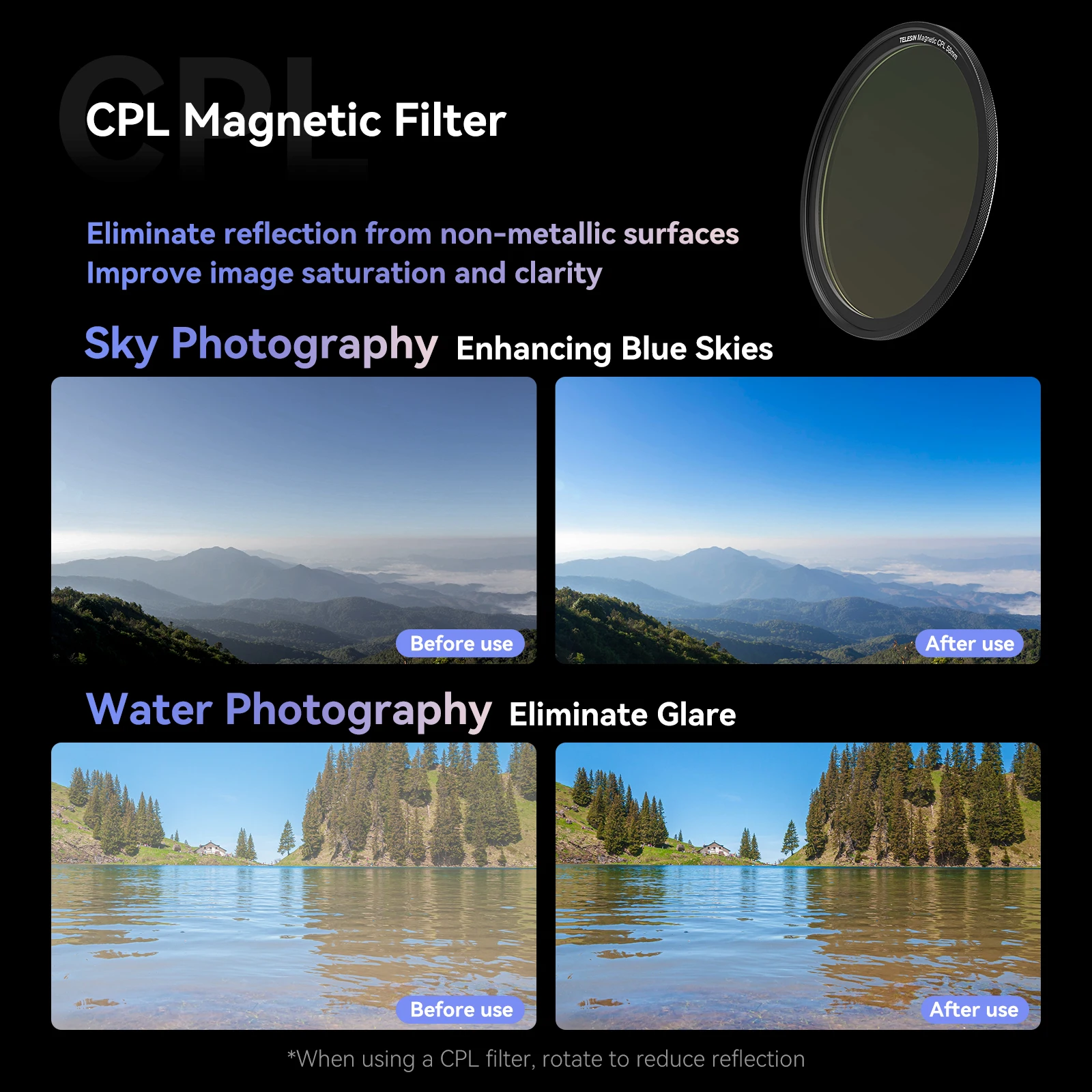 TELESIN Phone CPL VND Filter For iphone 15 pro 15 pro max Phone Protective Case Lens Filter Accessories camera lens filter circular polarizing filter variable nd filter phone lens filter photography filter