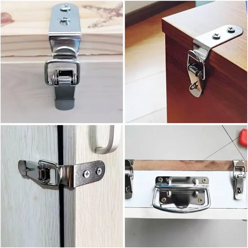16/2PCS 90 Degree Box Closure Lock Duck-mouth Buckle Hook Spring Loaded Draw Toggle Hasps Clamp for Cabinet Door Metal Clasps toggle latches,jewelry box hasps,decorative latches,furniture hardware,buckle clamp