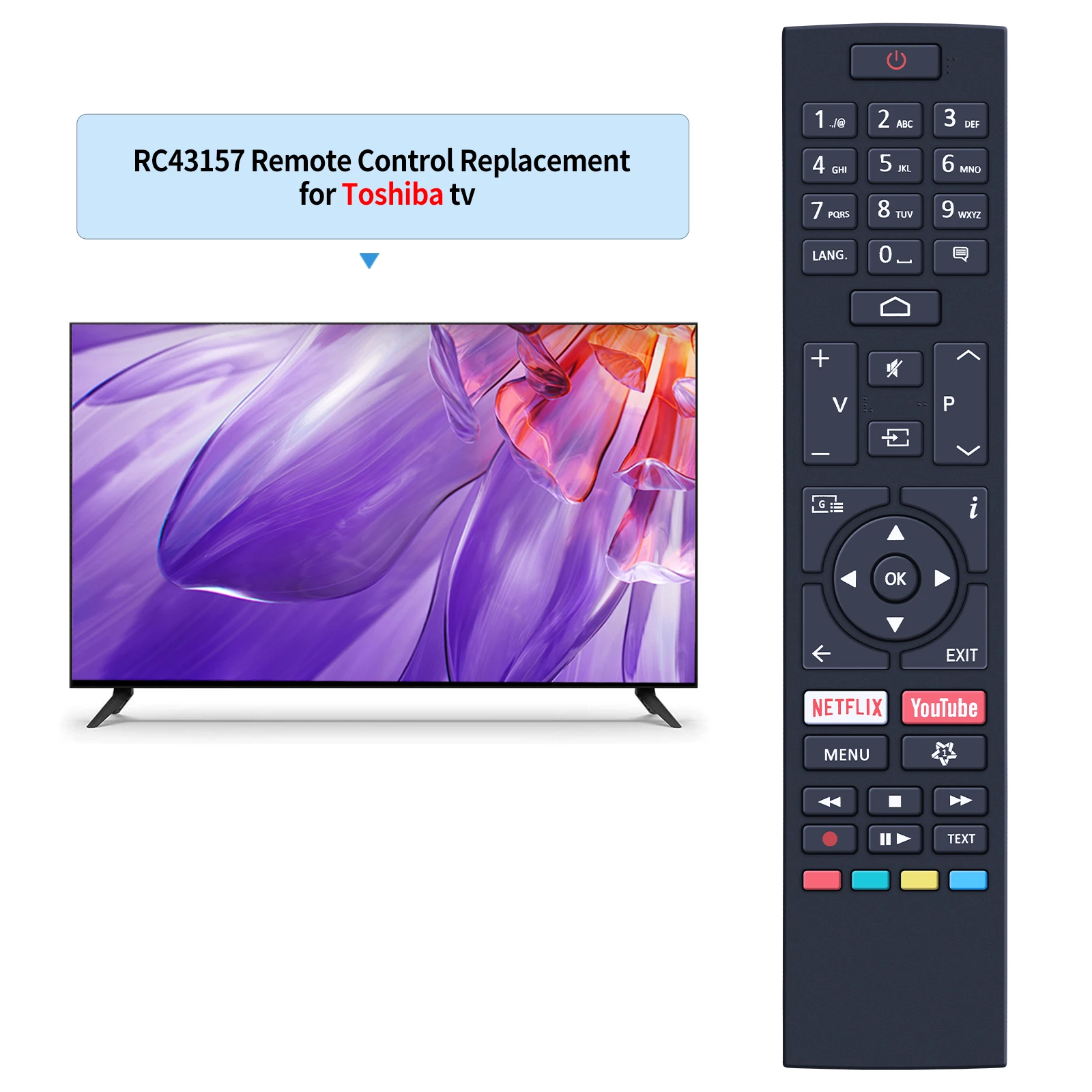 Telecomando sostitutivo adatto for Changhong ChiQ KOGAN Saba SA43K67A9 SA32K67A9 U55IP7UHD U50H U55H U50H7S U55H7S U65H7S U50H7A
