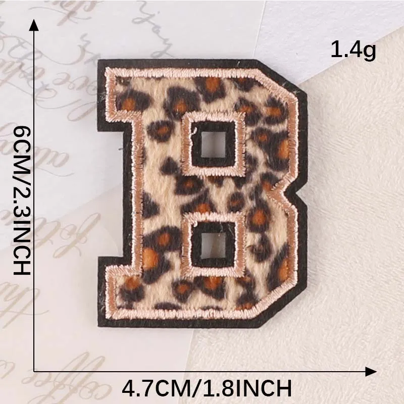 Leopard Print Embroidered Alphabet Badge Patches