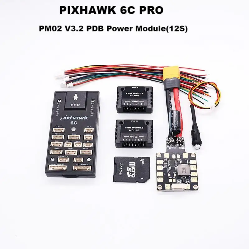 

PIXHAWK 6C PRO FMUV6C Ardupilot PX4 32 Bit Flight Controller Autopilot with 4G SD Safety Built-in Buzzer Power Module 12S PDB