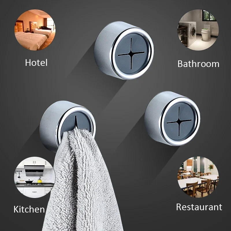 Self Adhesive Towel Plug Holder Wall Mounted Bathroom Organizers Towel Hooks Storage Rack Kitchen Rags Dishcloth Clips Towel Hooks 2Pcs